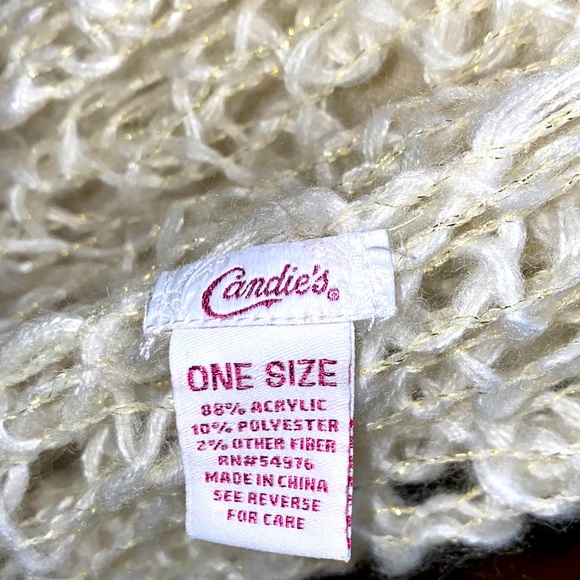 Candies Winter White loose Knit Scarf w/ golden LUREX Sparkle! STUNNING! Long OS - Picture 15 of 17